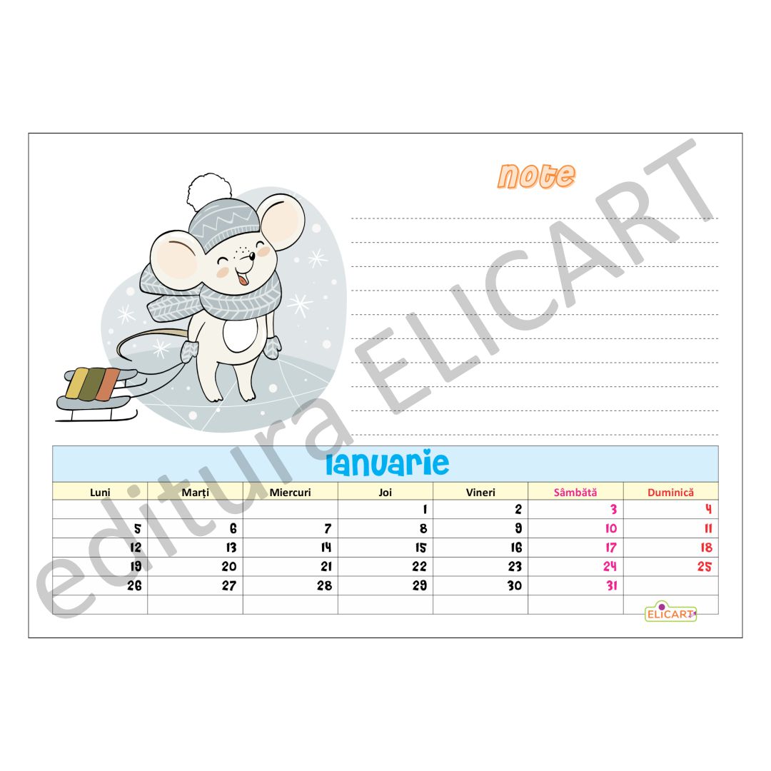 Calendar familia șoriceilor 2026