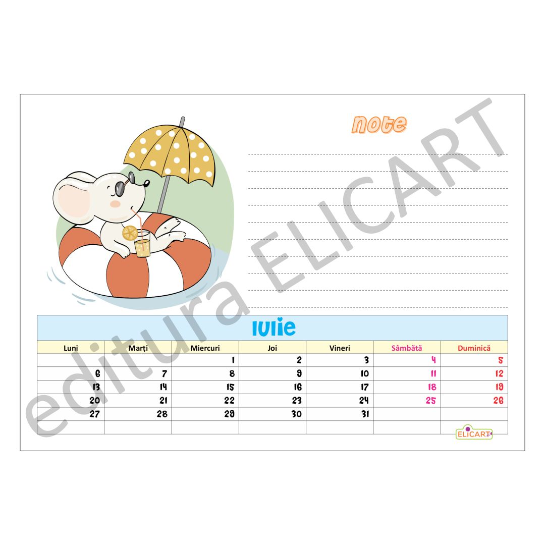 Calendar familia șoriceilor 2026