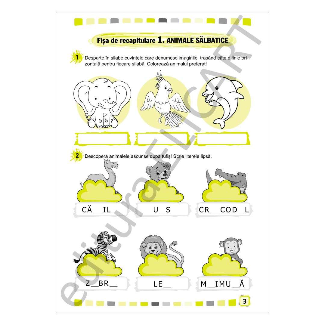 Fișe de recapitulare și evaluare finală pentru clasa pregătitoare