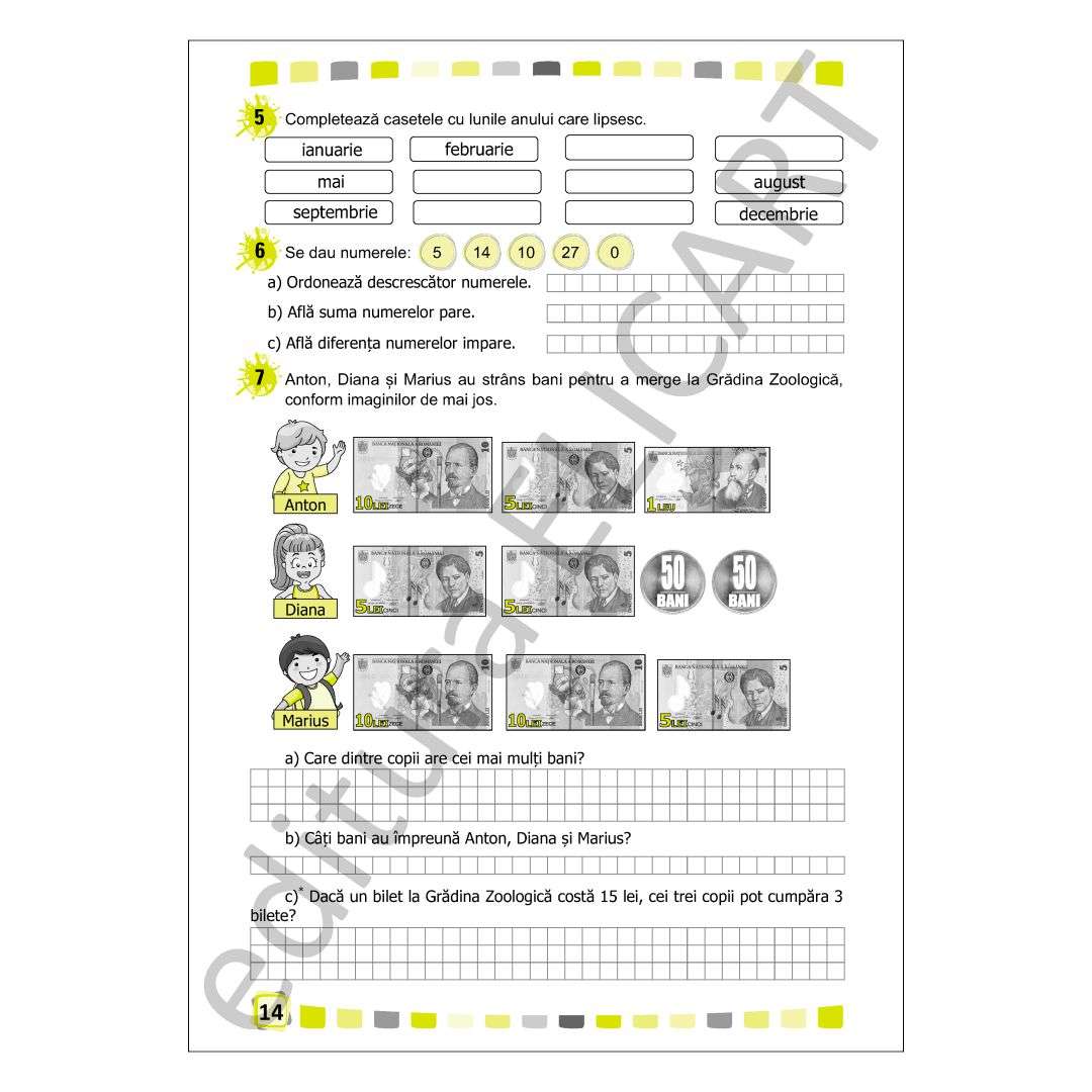 Fișe de recapitulare și evaluare finală clasa 1