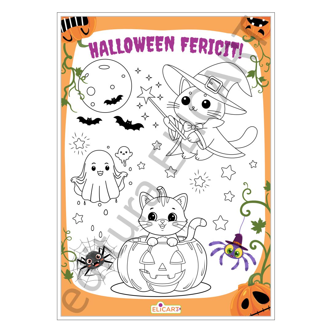 Poster de colorat cu tematică de Halloween