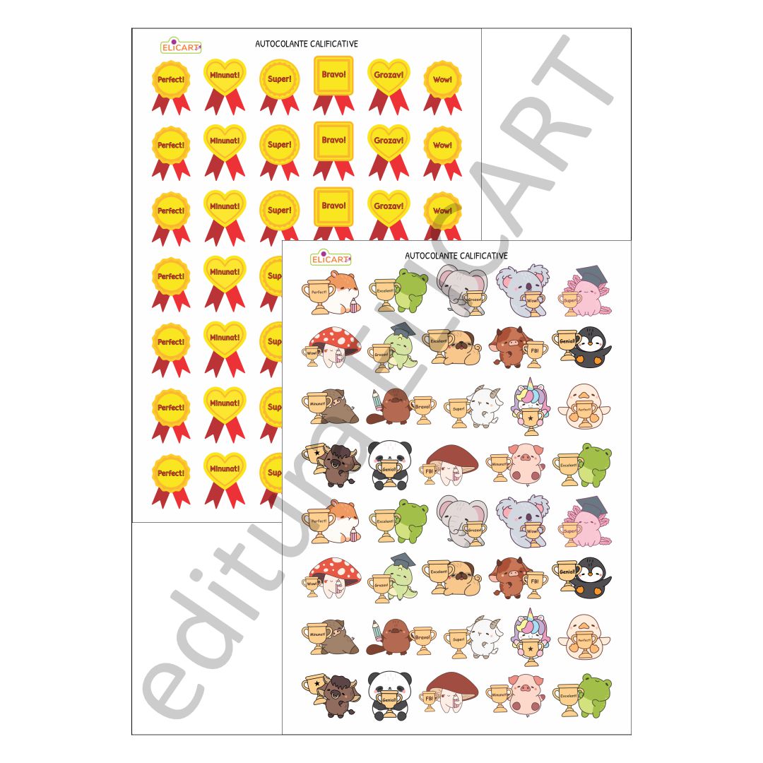 Set de autocolante calificative A4
