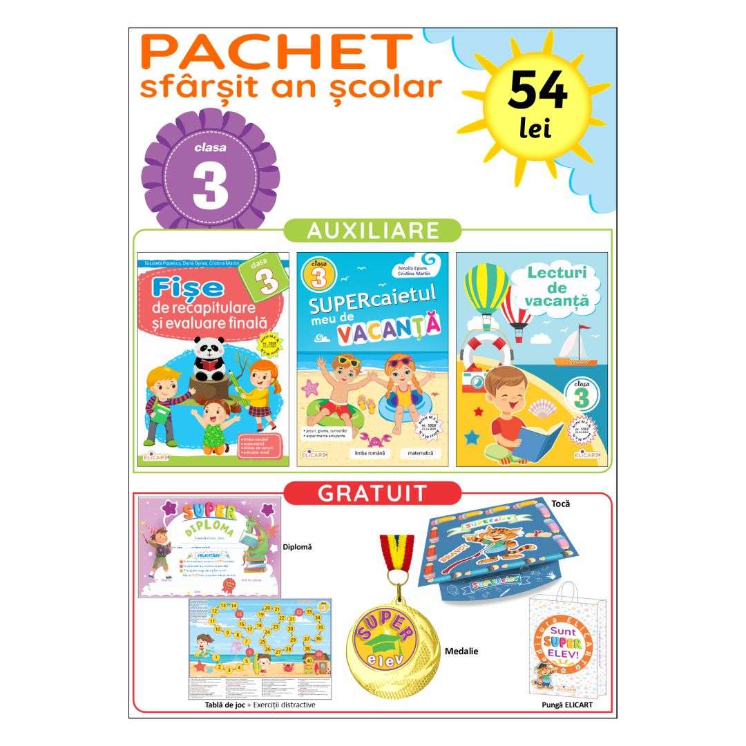 Pachet de sfârșit de an școlar pentru clasa a III-a