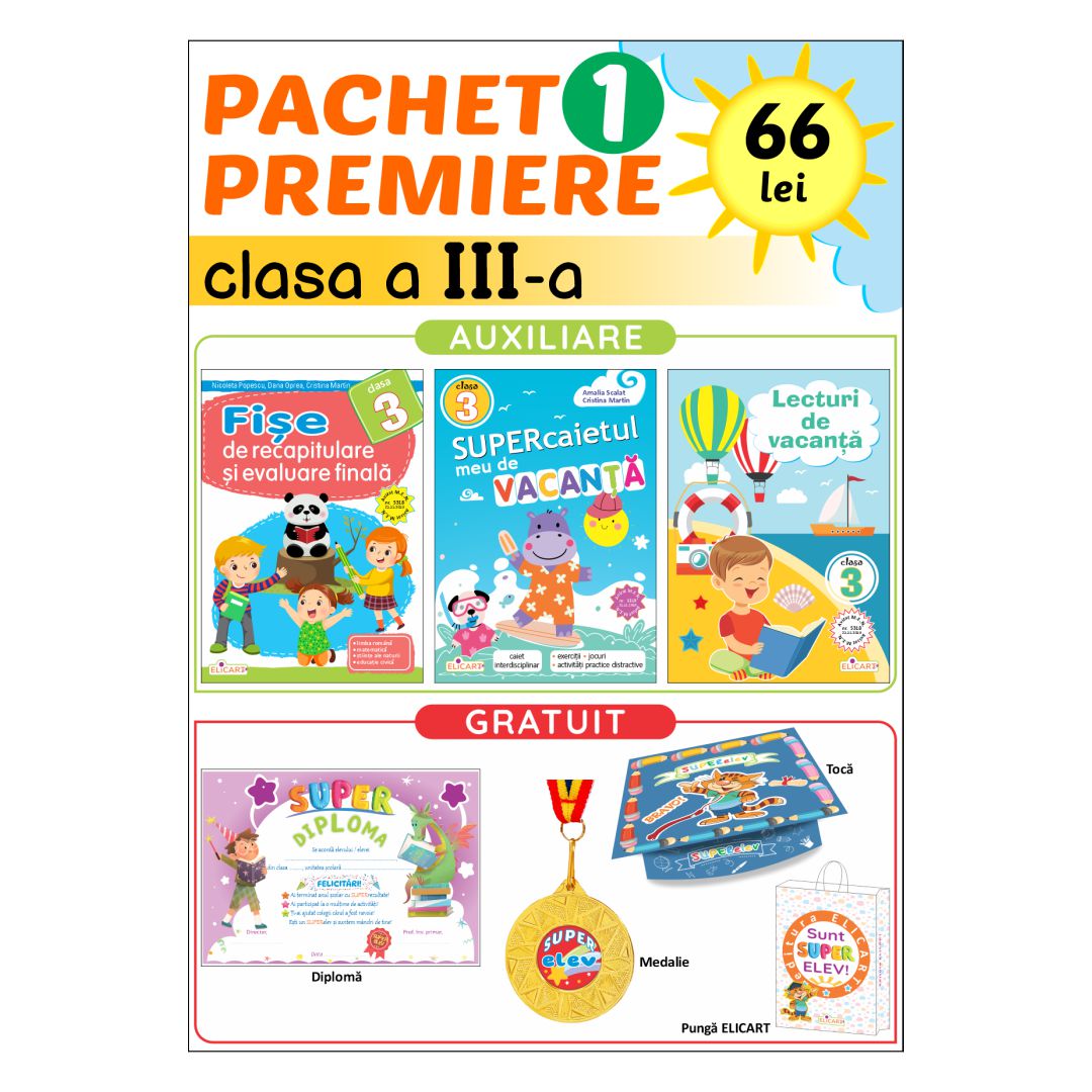 Pachet premiere cu 3 auxiliare pentru clasa a III-a